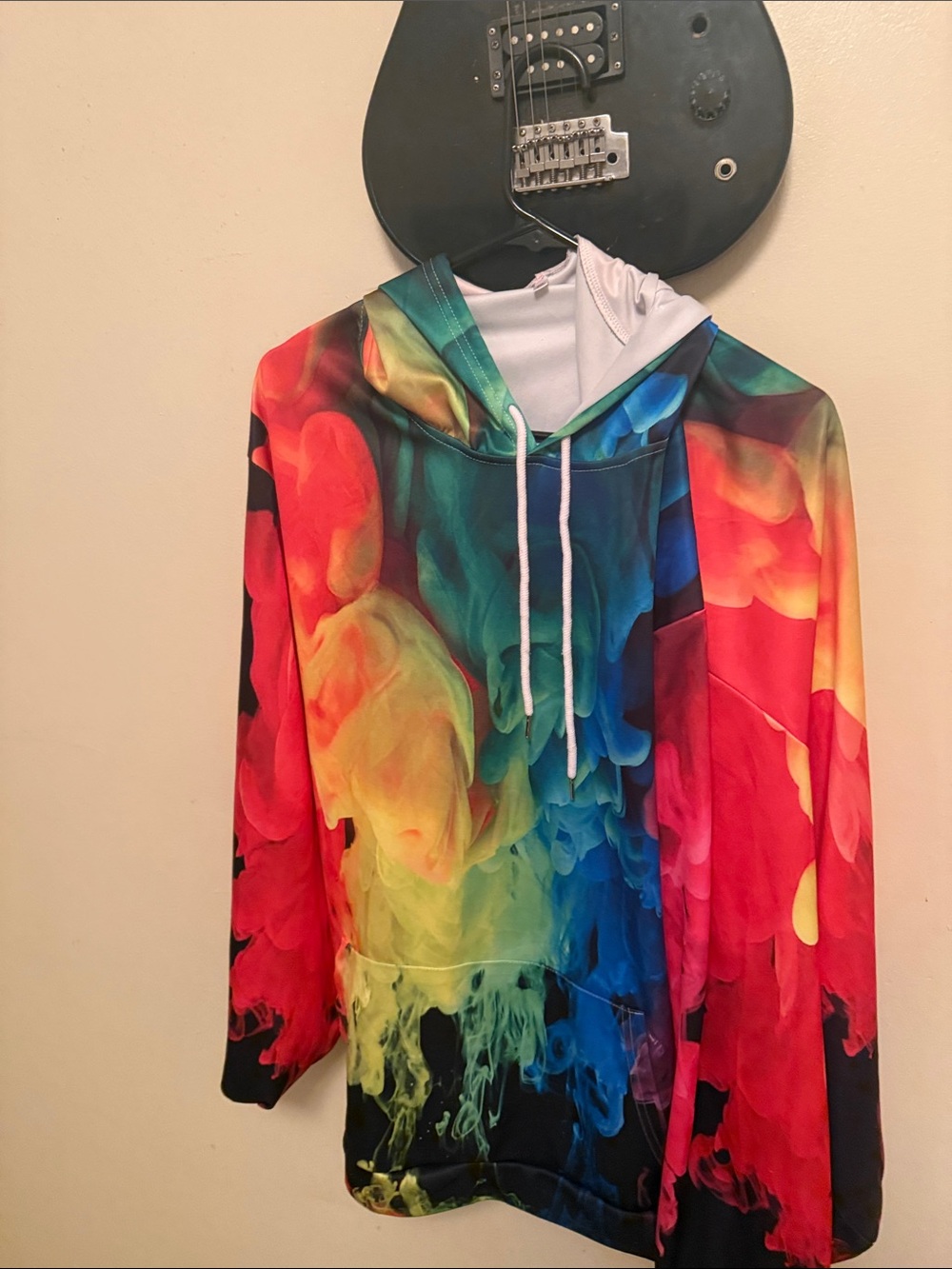 Women's Multicolor Smoke-Print Hoodie Jacket - Vibrant Rainbow